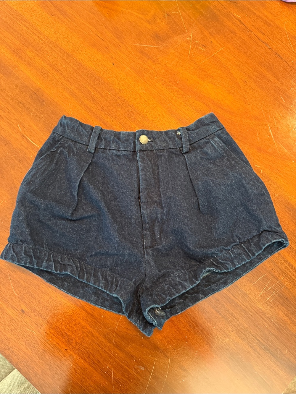 Women’s Dark Blue Denim High-Waist Shorts